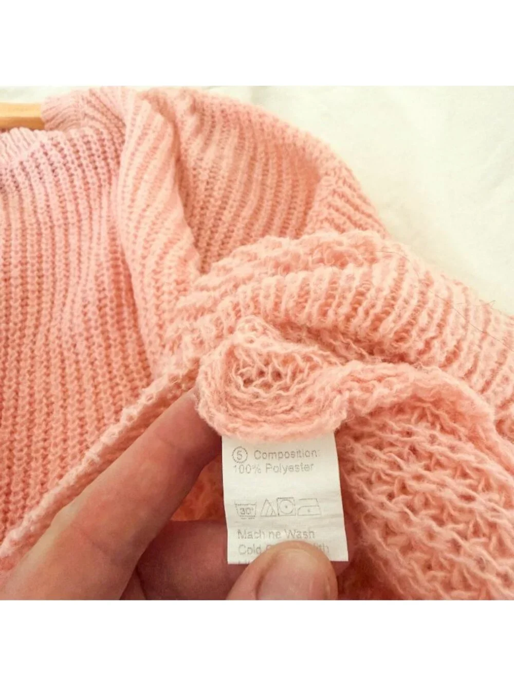 SHEIN Pink Chunky Knit Cropped Sweater Balloon Sleeve Women’s Small